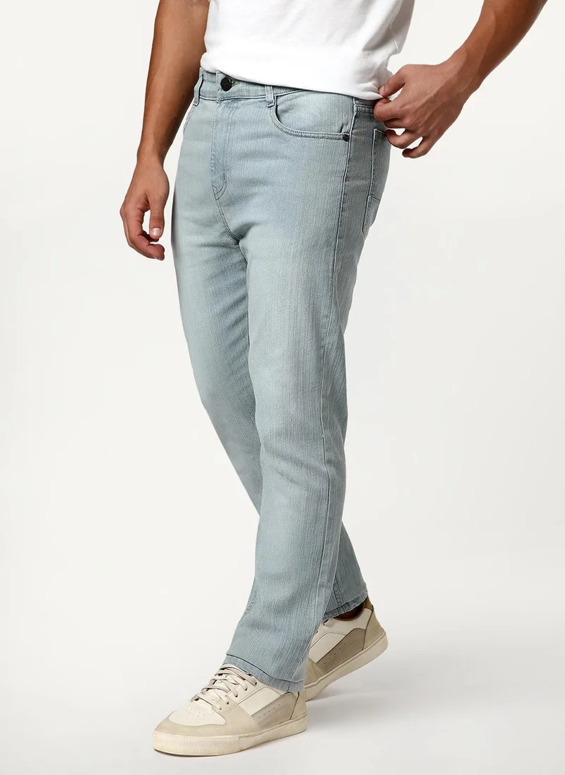 Urbano Fashion Urbano Fashion Men's Ice Grey Straight Fit Washed Denim Jeans Stretchable
